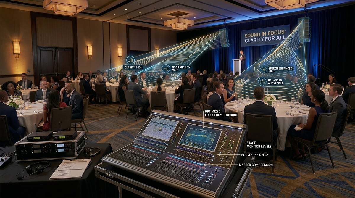 Digital mixing console close up