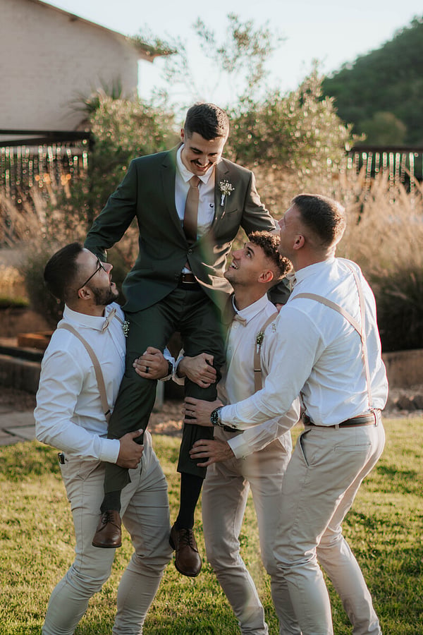 Bride and groom walking at a Pretoria wedding venue