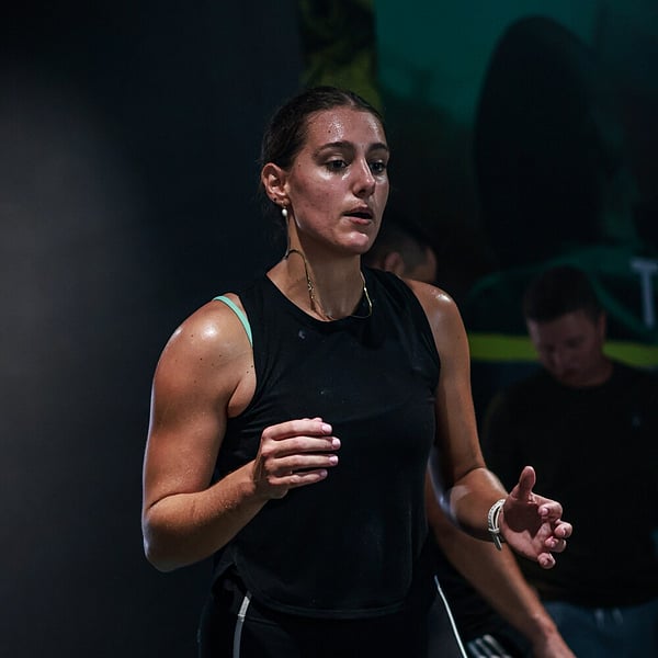 Athlete intensely focused during a workout at CrossFit Ari