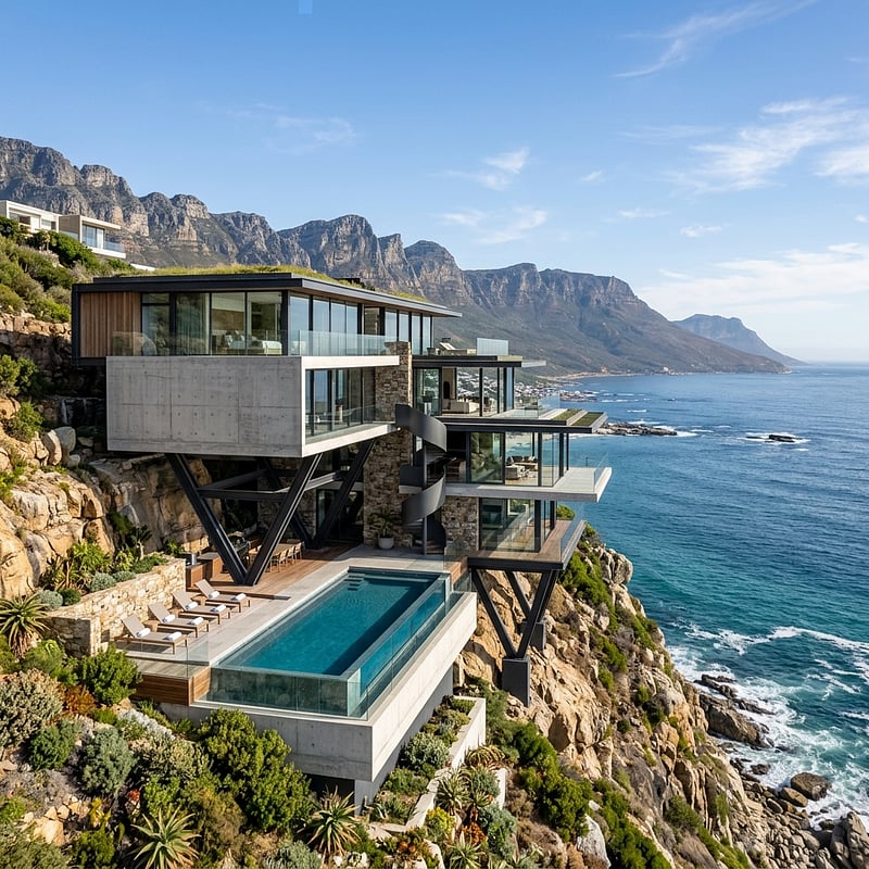 Modern luxury cliffside villa in Cape Town designed by IStructEng